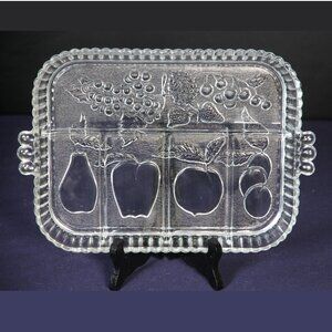 Indiana Glass Intaglio “Fruits” Five Section Rectangular Serving Dish